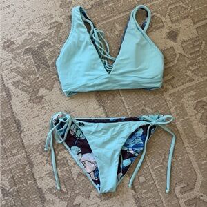 Maaji Light Aqua Two-Piece Bikini Set - Reversible Floral
